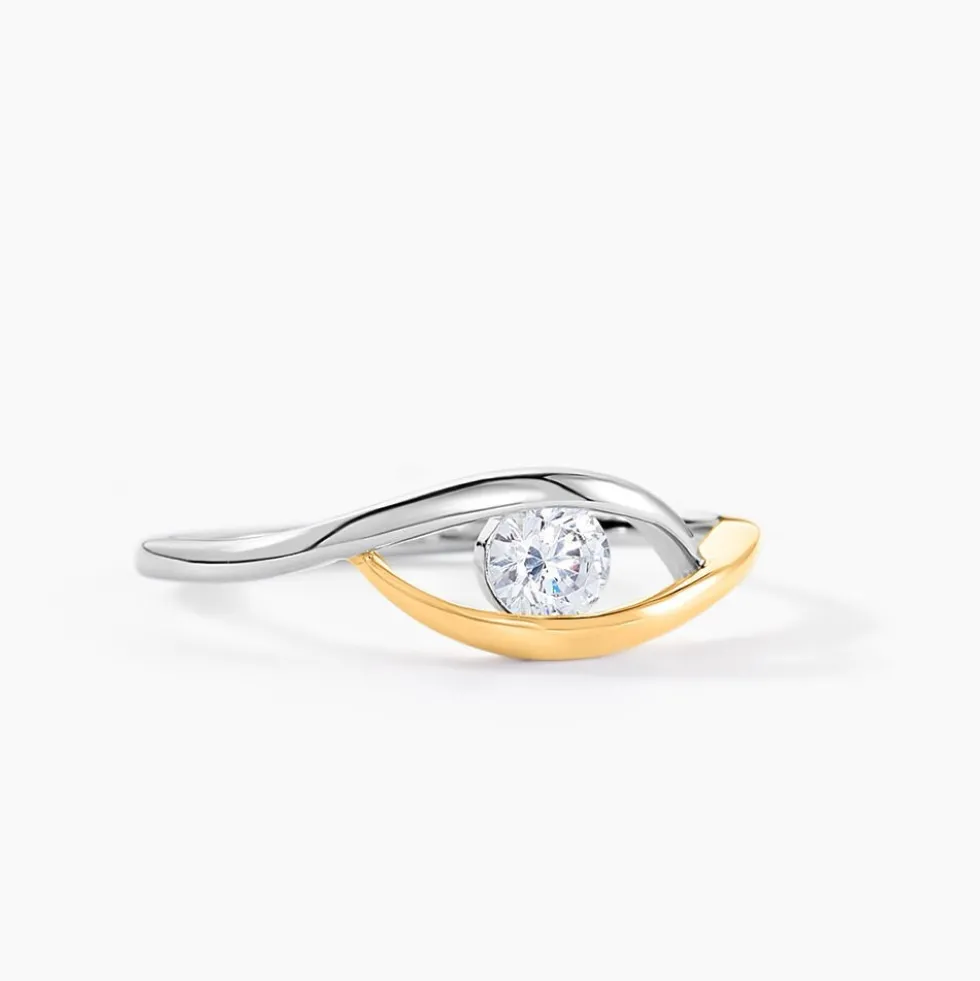 Bague Elmie Or Jaune Argent Blanc Oxyde De Zirconium