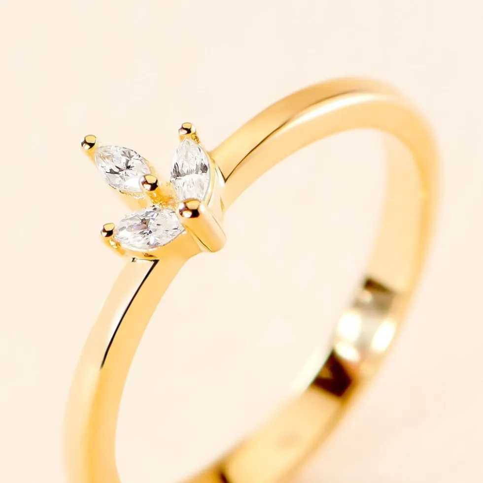 Bague Erma Plaqué Or Doré Oxyde De Zirconium