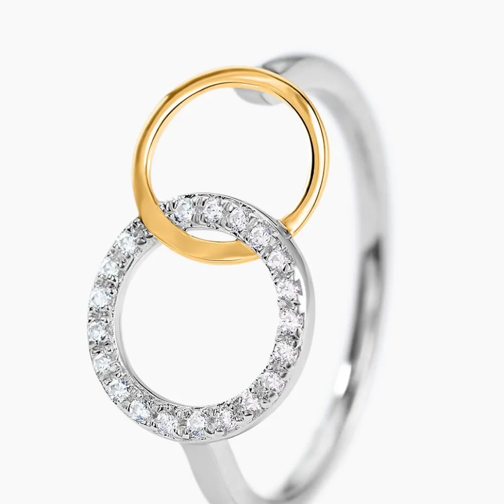 Bague Fei Or Jaune Argent Blanc Oxyde De Zirconium
