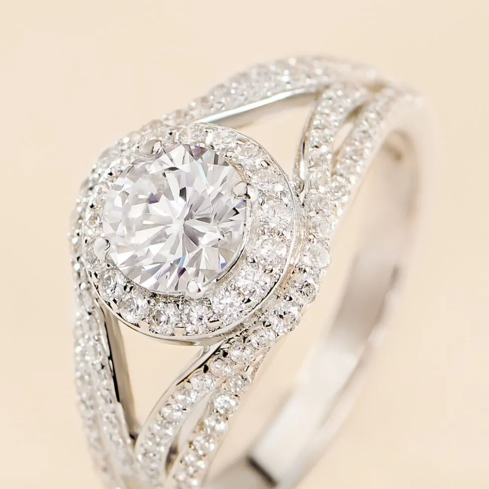 Bague Ferne Argent Blanc Oxyde De Zirconium