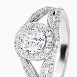 Bague Ferne Argent Blanc Oxyde De Zirconium