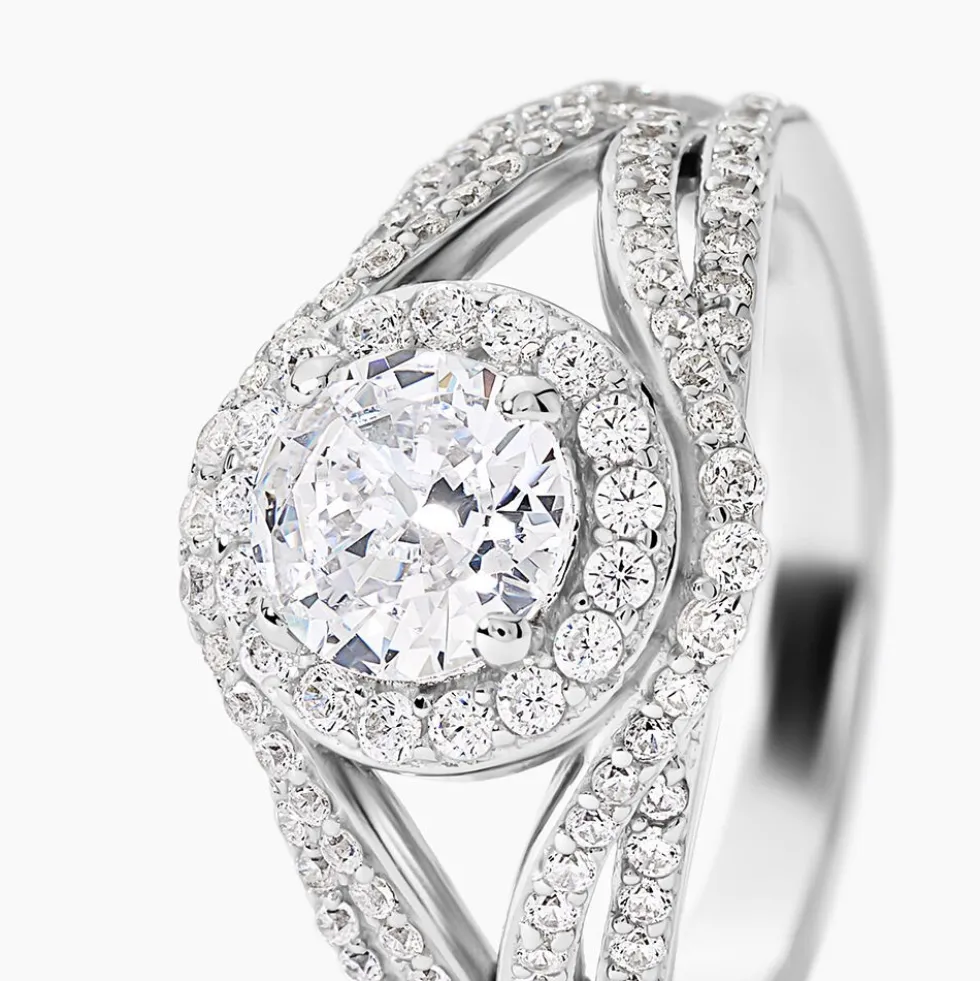 Bague Ferne Argent Blanc Oxyde De Zirconium