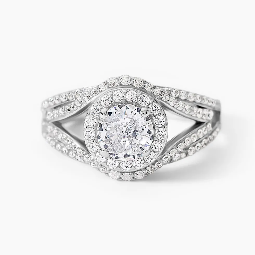 Bague Ferne Argent Blanc Oxyde De Zirconium