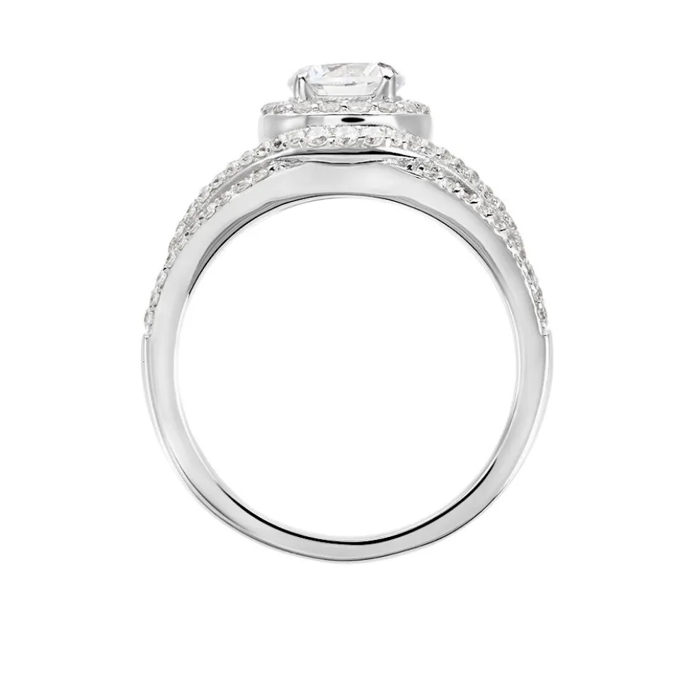Bague Ferne Argent Blanc Oxyde De Zirconium