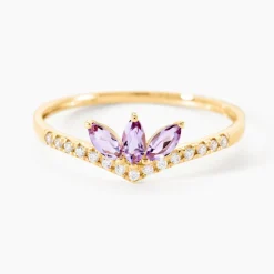 Bague Florelys Or Jaune Améthyste Oxyde De Zirconium