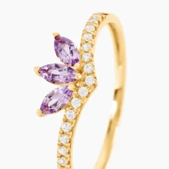 Bague Florelys Or Jaune Améthyste Oxyde De Zirconium