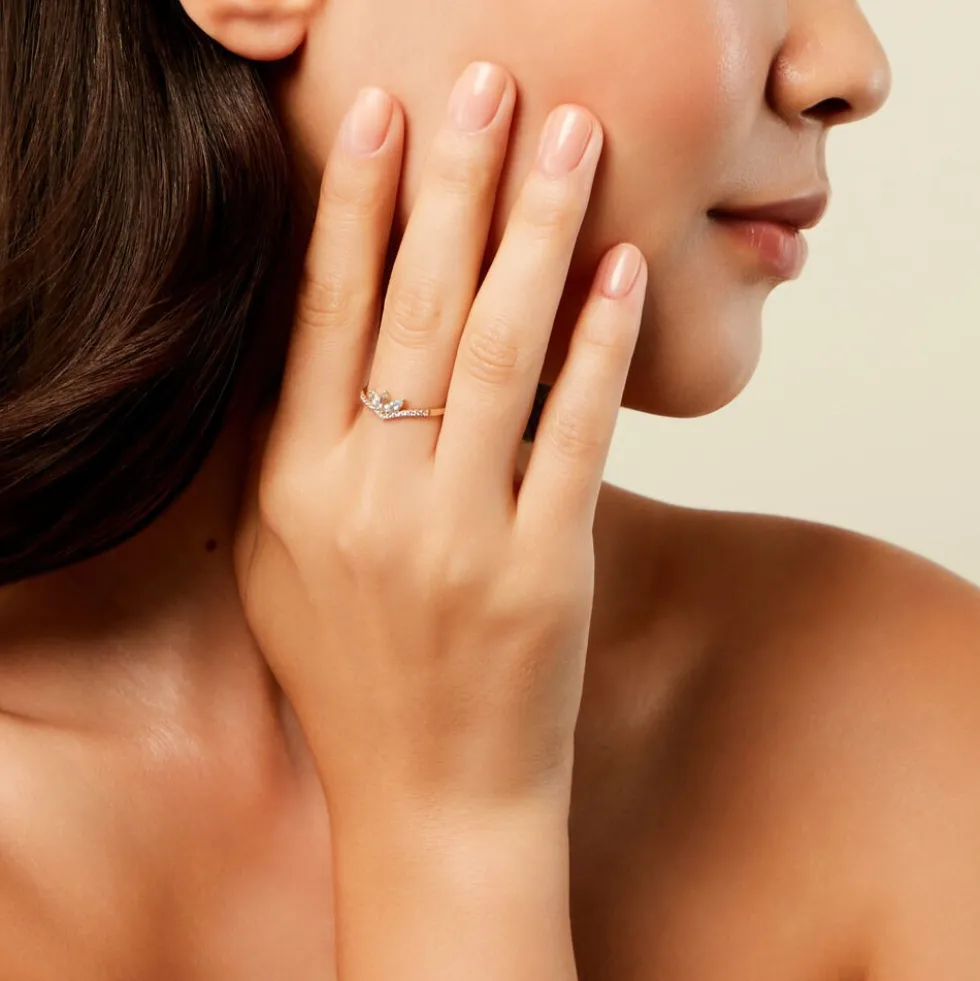Bague Florelys Or Jaune Topaze Oxyde De Zirconium