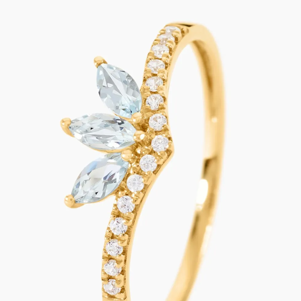 Bague Florelys Or Jaune Topaze Oxyde De Zirconium