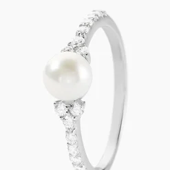 Bague Florenty Argent Blanc Perle De Culture Et Oxyde De Zirconium