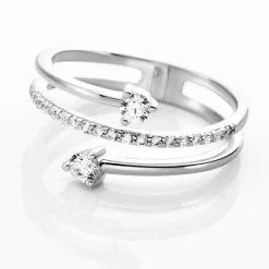 Bague Gait Argent Blanc Oxyde De Zirconium