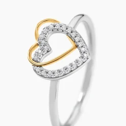 Bague Gine Or Jaune Argent Blanc Oxyde De Zirconium
