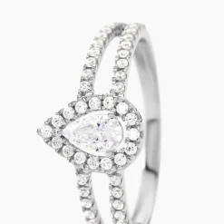 Bague Hildana Or Blanc Oxyde De Zirconium