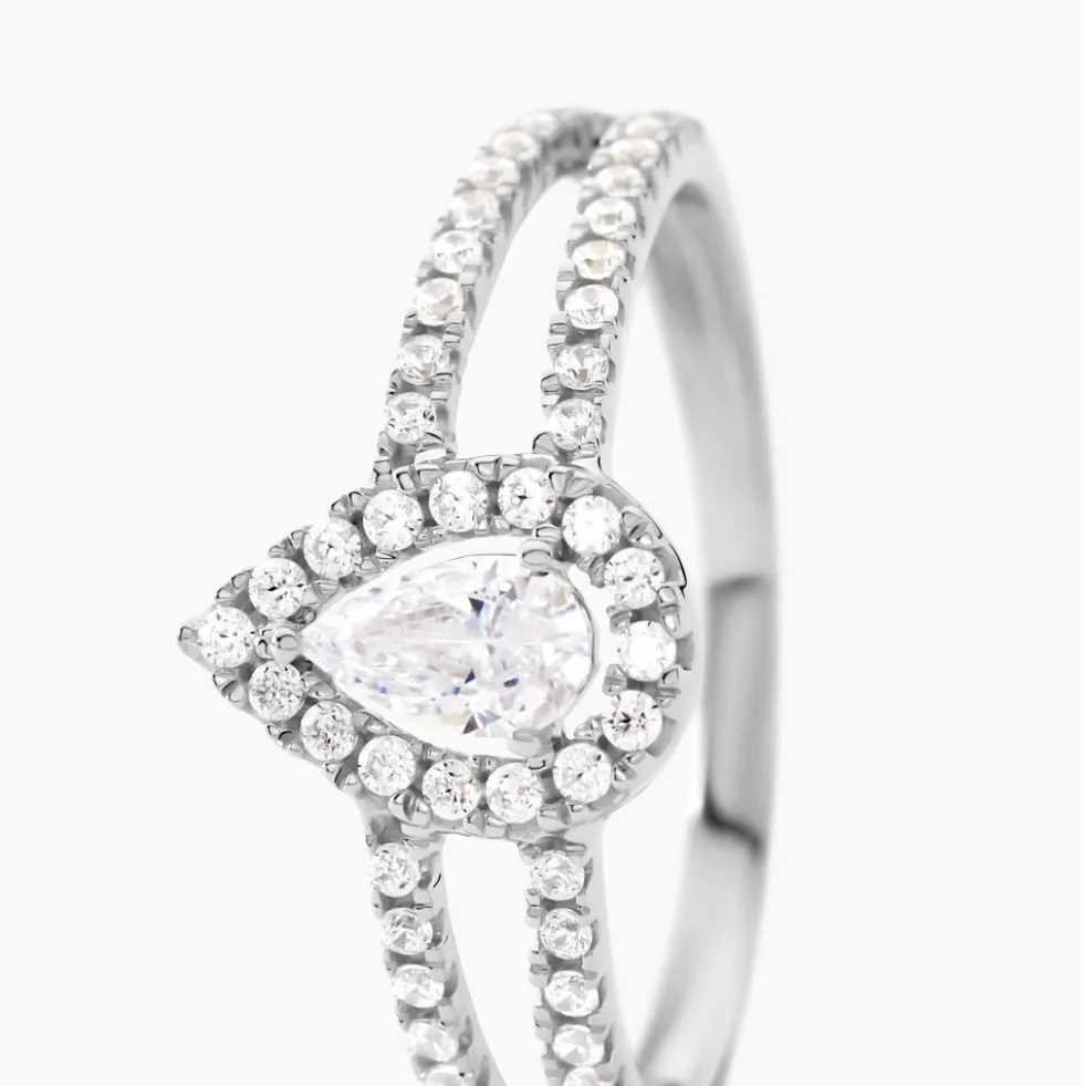 Bague Hildana Or Blanc Oxyde De Zirconium