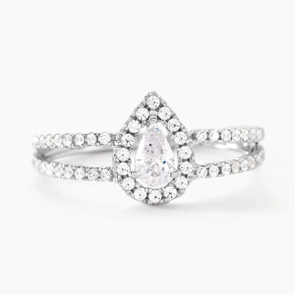 Bague Hildana Or Blanc Oxyde De Zirconium