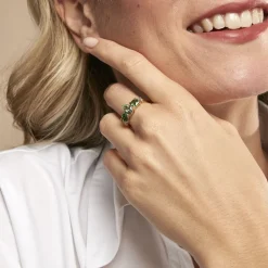 Bague Huffie Plaqué Or Jaune Pierre D'imitation