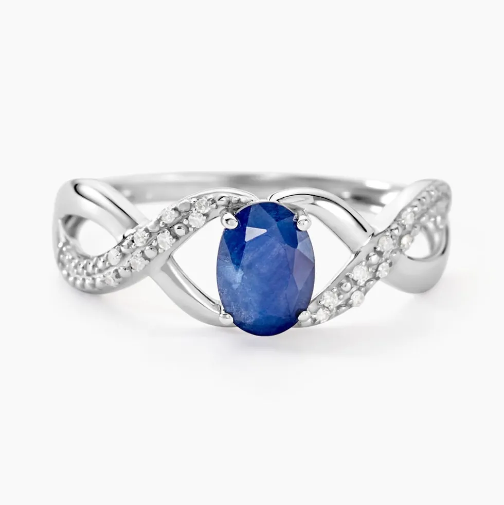 Bague Jess Or Blanc Saphir Et Diamant