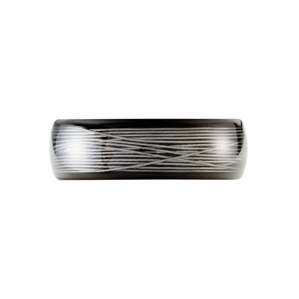 Bague Jourdan Homme Liorin Acier Bicolore Noir Et Blanc Tungstene