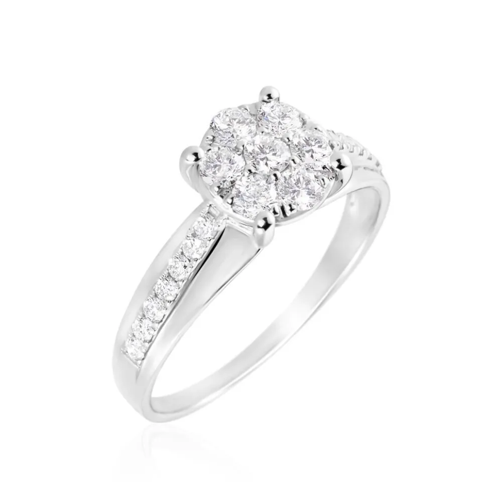 Bague Kate Ld Or Jaune Diamant Synthetique Blanc Diamant Synthetique