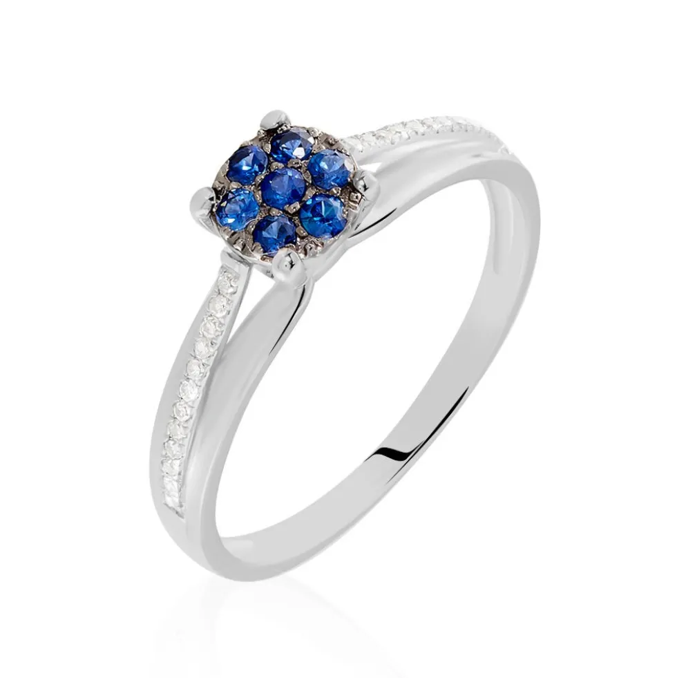 Bague Kate Or Blanc Saphir Et Diamant