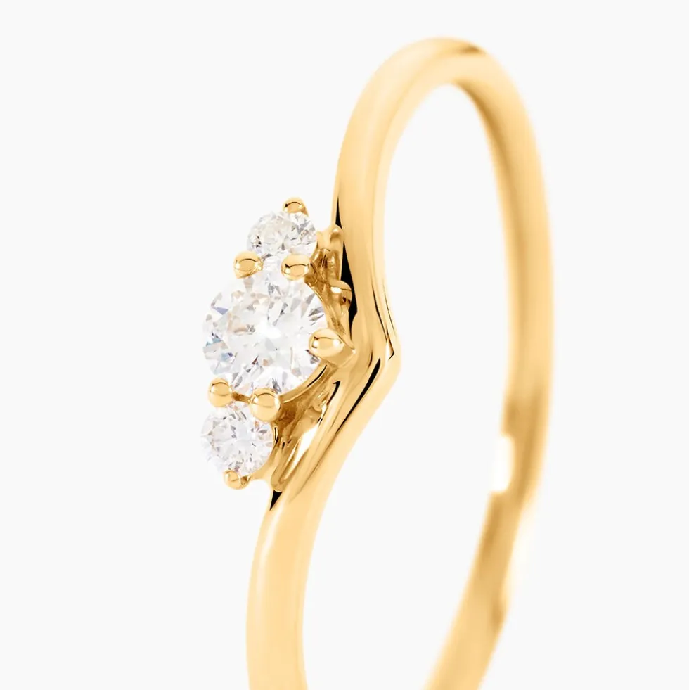 Bague Laurentius Or Jaune Diamant Synthétique