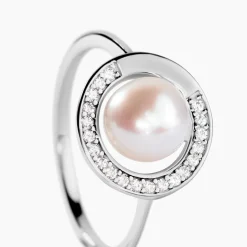 Bague Lenka Argent Blanc Perle De Culture Et Oxyde De Zirconium