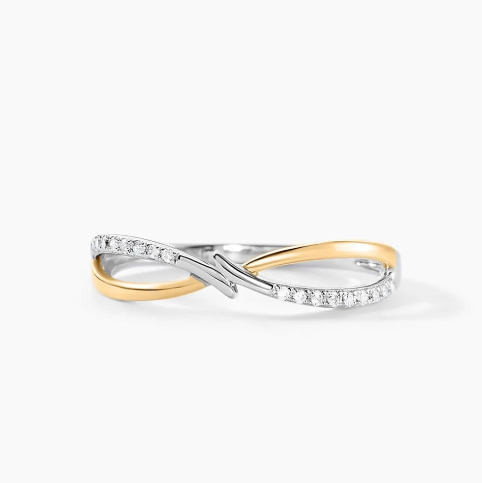 Bague Lohane Or Jaune et Argent Blanc Oxyde De Zirconium
