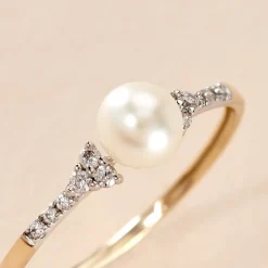 Bague Lonny Or Jaune Perle De Culture Et Oxyde De Zirconium