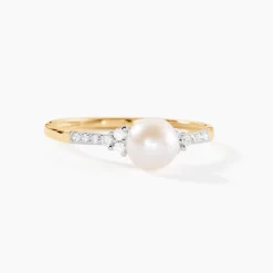 Bague Lonny Or Jaune Perle De Culture Et Oxyde De Zirconium