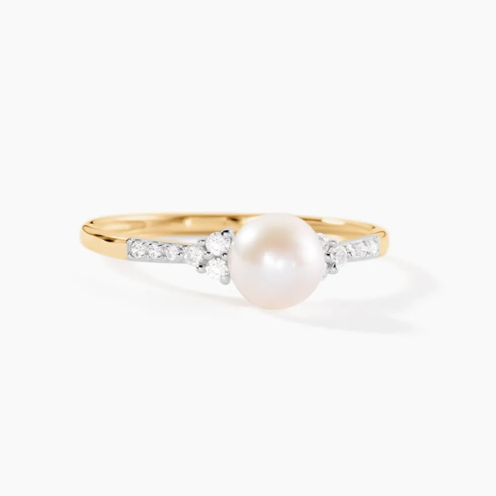 Bague Lonny Or Jaune Perle De Culture Et Oxyde De Zirconium