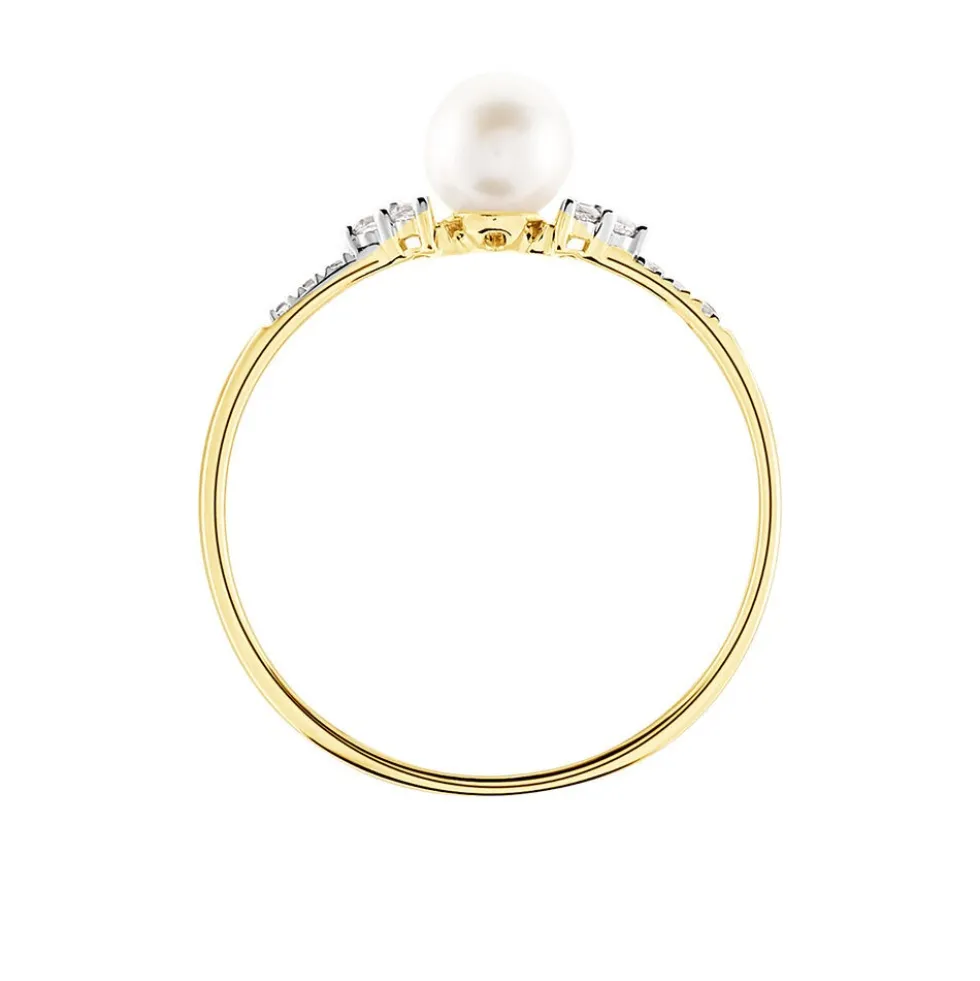 Bague Lonny Or Jaune Perle De Culture Et Oxyde De Zirconium