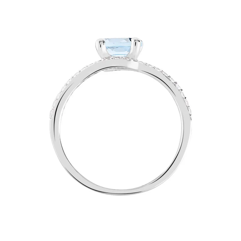 Bague Loriane Or Blanc Topaze Et Oxyde De Zirconium