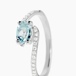 Bague Loriane Or Blanc Topaze Et Oxyde De Zirconium