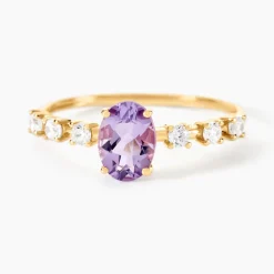 Bague Mahendra Or Jaune Améthyste Oxyde De Zirconium