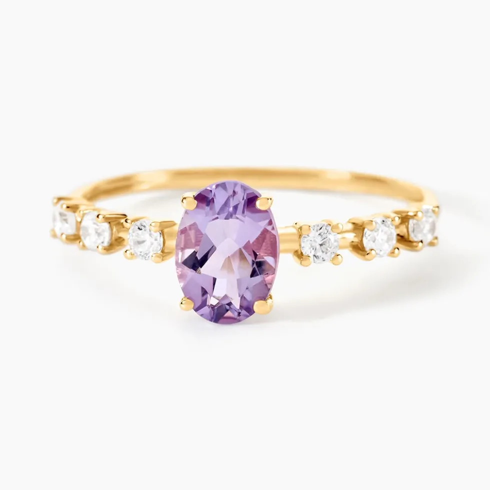 Bague Mahendra Or Jaune Améthyste Oxyde De Zirconium