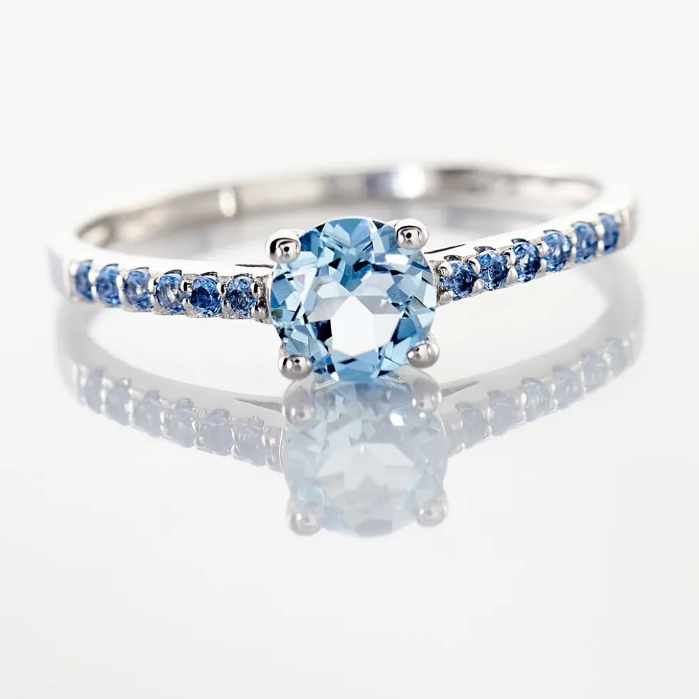 Bague Manon Or Blanc Topaze Et Oxyde De Zirconium