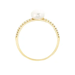 Bague Maria-francoise Or Jaune Perle De Culture Et Oxyde De Zirconium