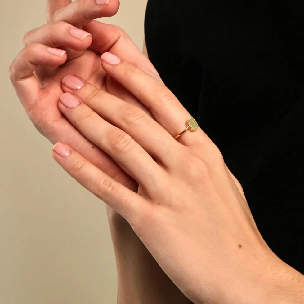 Bague Memory Plaqué Or Jaune Aventurine