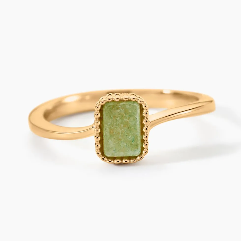Bague Memory Plaqué Or Jaune Aventurine