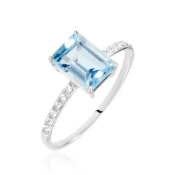 Bague Or Blanc Mone Topaze Et Oxydes De Zirconium