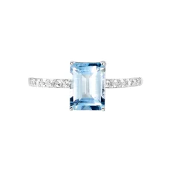 Bague Or Blanc Mone Topaze Et Oxydes De Zirconium