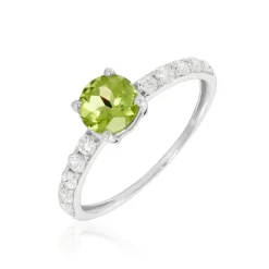 Bague Or Blanc Monroe Péridot Oxydes De Zirconium