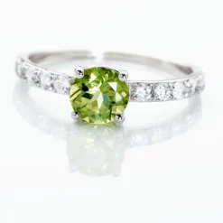 Bague Or Blanc Monroe Péridot Oxydes De Zirconium