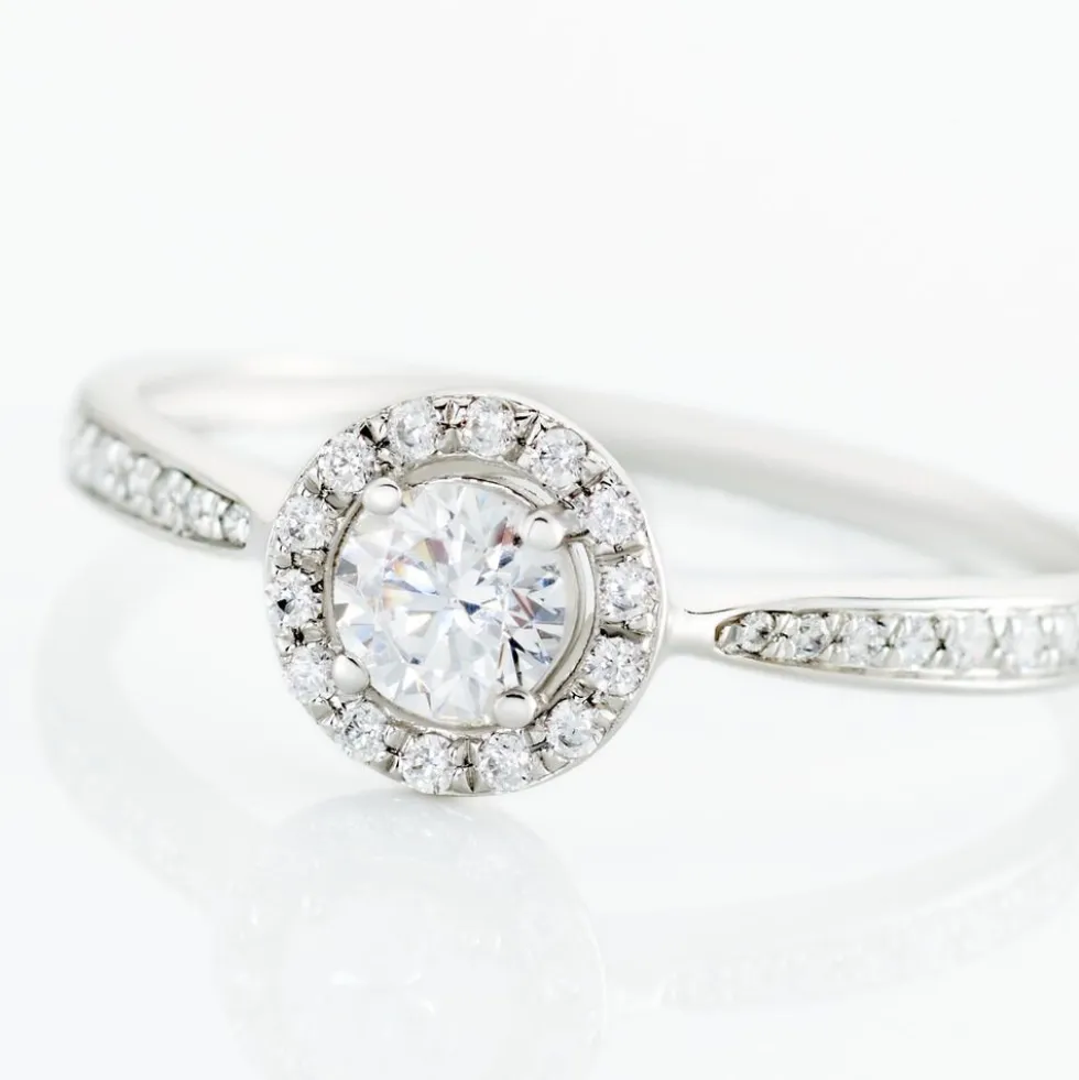 Bague Or Blanc Peony Oxyde De Zirconium
