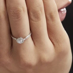 Bague Or Blanc Peony Oxyde De Zirconium
