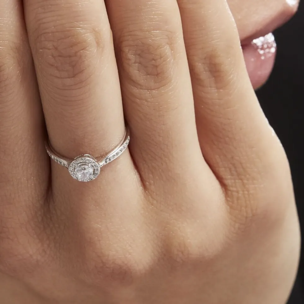 Bague Or Blanc Peony Oxyde De Zirconium
