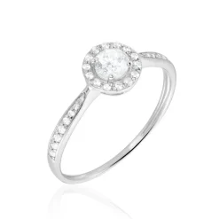 Bague Or Blanc Peony Oxyde De Zirconium