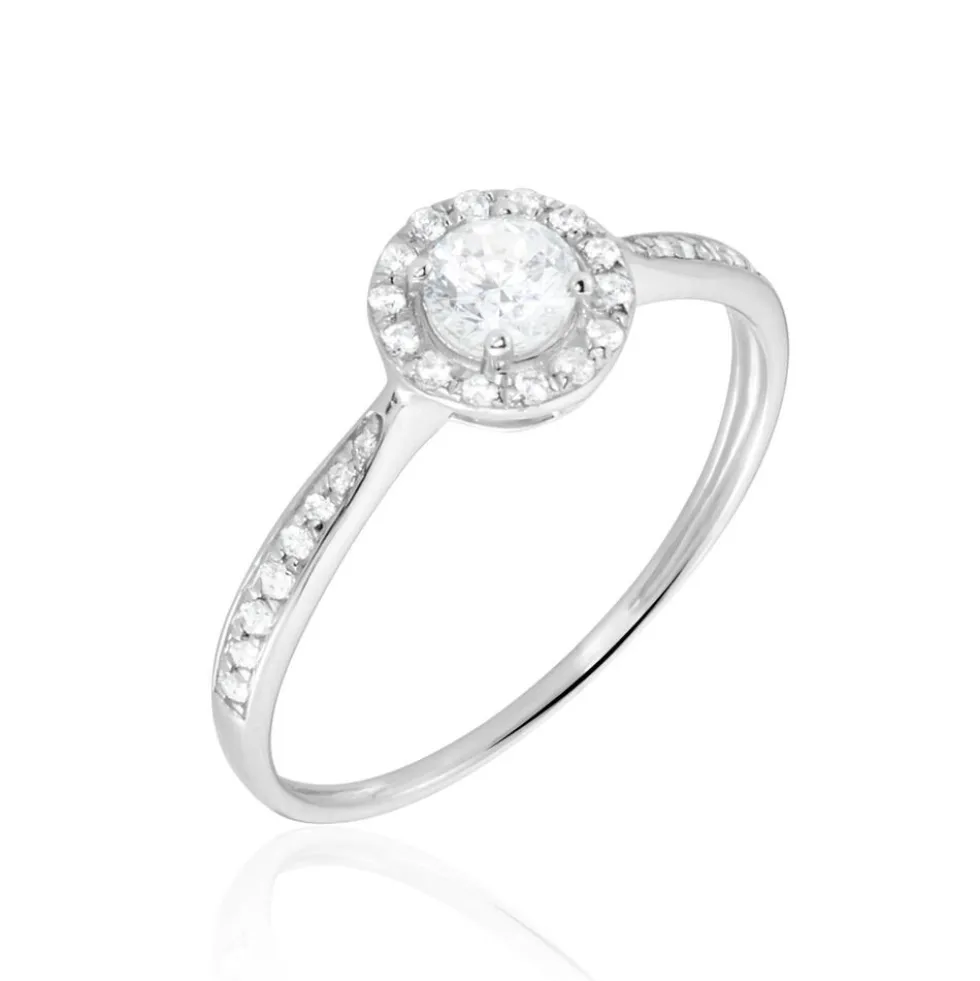 Bague Or Blanc Peony Oxyde De Zirconium