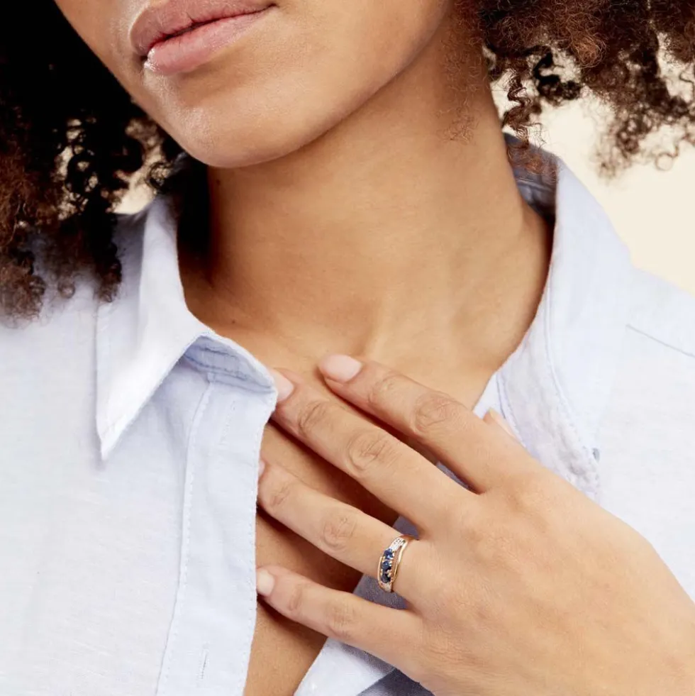 Bague Or Jaune Abelard Saphirs Diamants