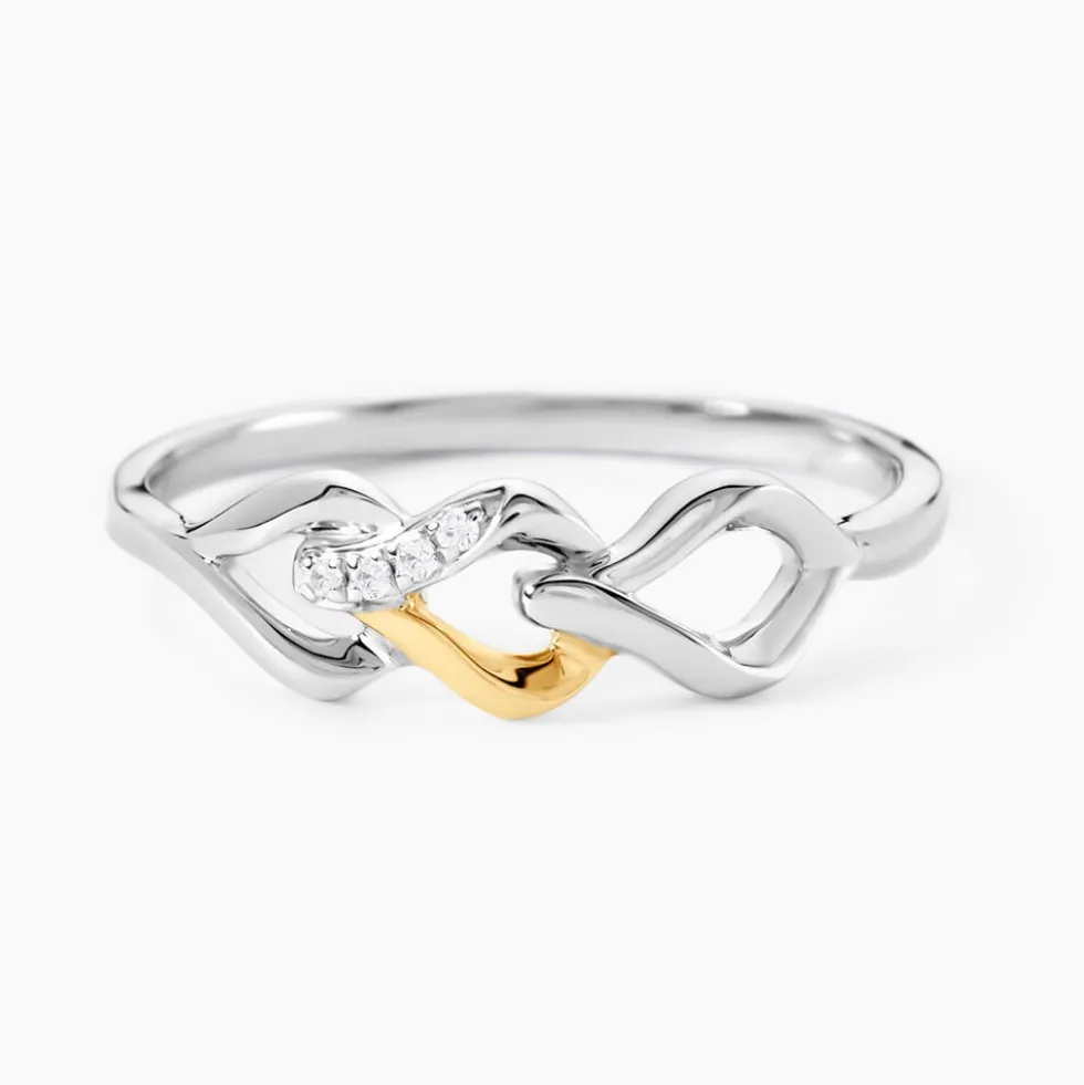 Bague Or Jaune Argent Blanc Oxyde De Zirconium