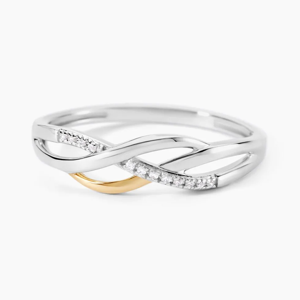 Bague Or Jaune Argent Blanc Oxyde De Zirconium